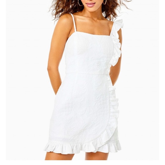 Lilly Pulitzer dress romper MAETHA RUFFLE RESORT WHITE PINEAPPLE  size 2 - Picture 2 of 4